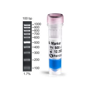 لدر DNA 100bp، Ladder 100bp، نشانگر DNA، مارکر DNA، DNA Marker، الکتروفورز ژل، تعیین اندازه DNA، محصولات PCR، پارس توس، خرید DNA Marker